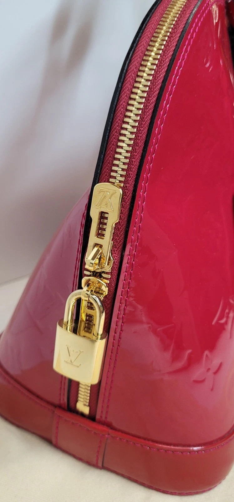 Louis Vuitton Red Vernis Leather Alma PM w/ Dustbag / Lock & Key