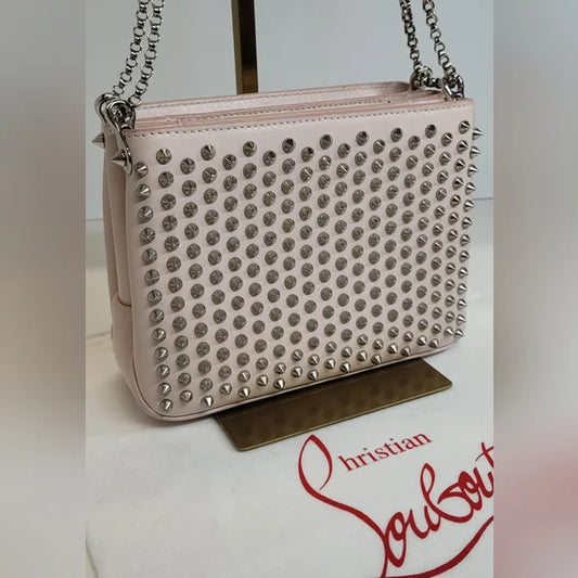 Christian Louboutin Triloubi Pink Leather Studded Handbag