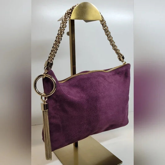 Jimmy Choo Callie Puprle Velvet Clutch Bag