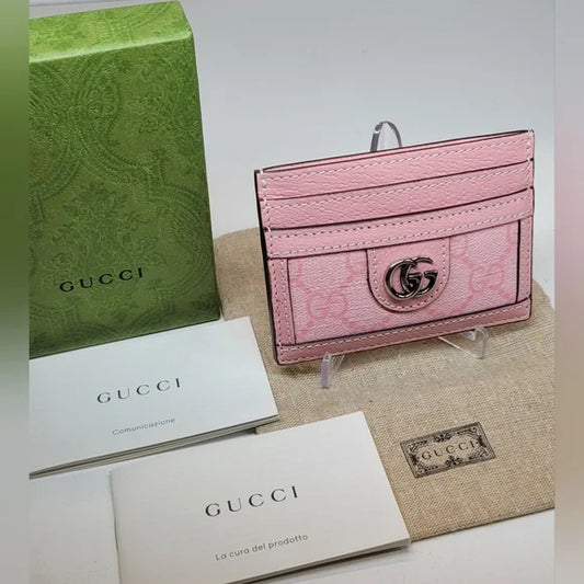 Gucci Pink Ophidia GG Supreme Card Holder