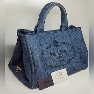 Prada Denim Blue Canapa Handbag