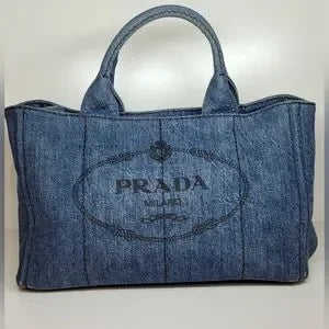 Prada Denim Blue Canapa Handbag
