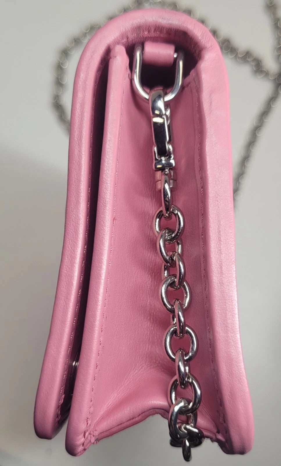 Prada Pink Quilted Leather Diagramme Handbag With Box