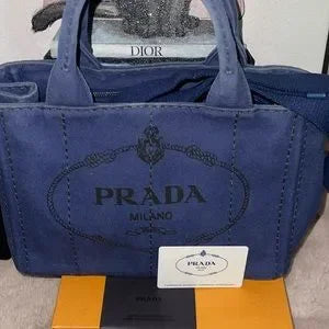 Prada blue denim Canapa with original strap & COA card