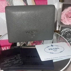 Prada bifold co pact wallet with COA card