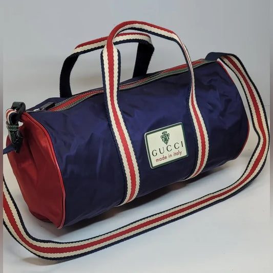 Gucci Logo Web Nylon Duffel Bag
