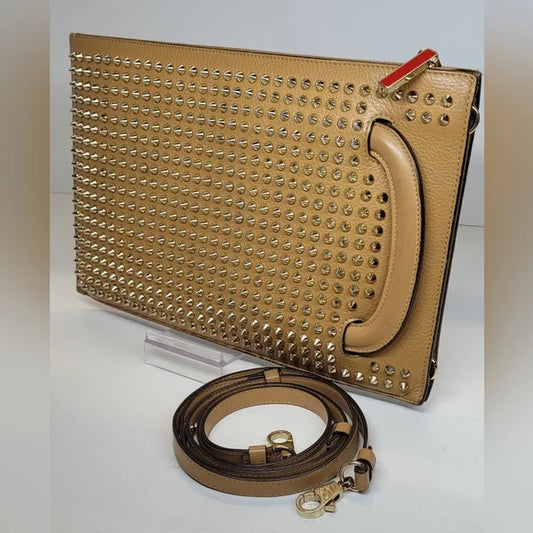 Christian Louboutin Tan Leather Trictrac 2 Way Crossbody Bag