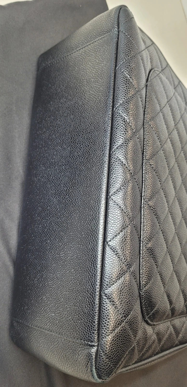 Chanel Black Caviar Leather Grand Shopping Tote Bag with dust bag