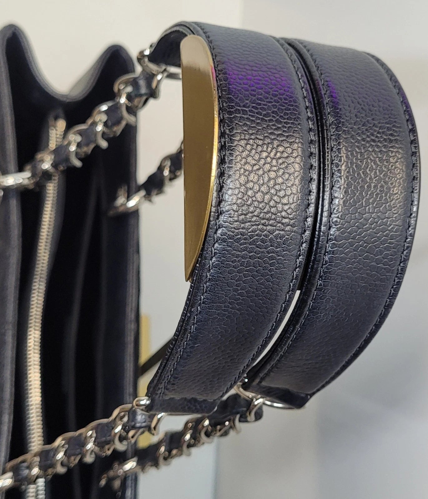 Chanel Black Caviar Leather Grand Shopping Tote Bag with dust bag