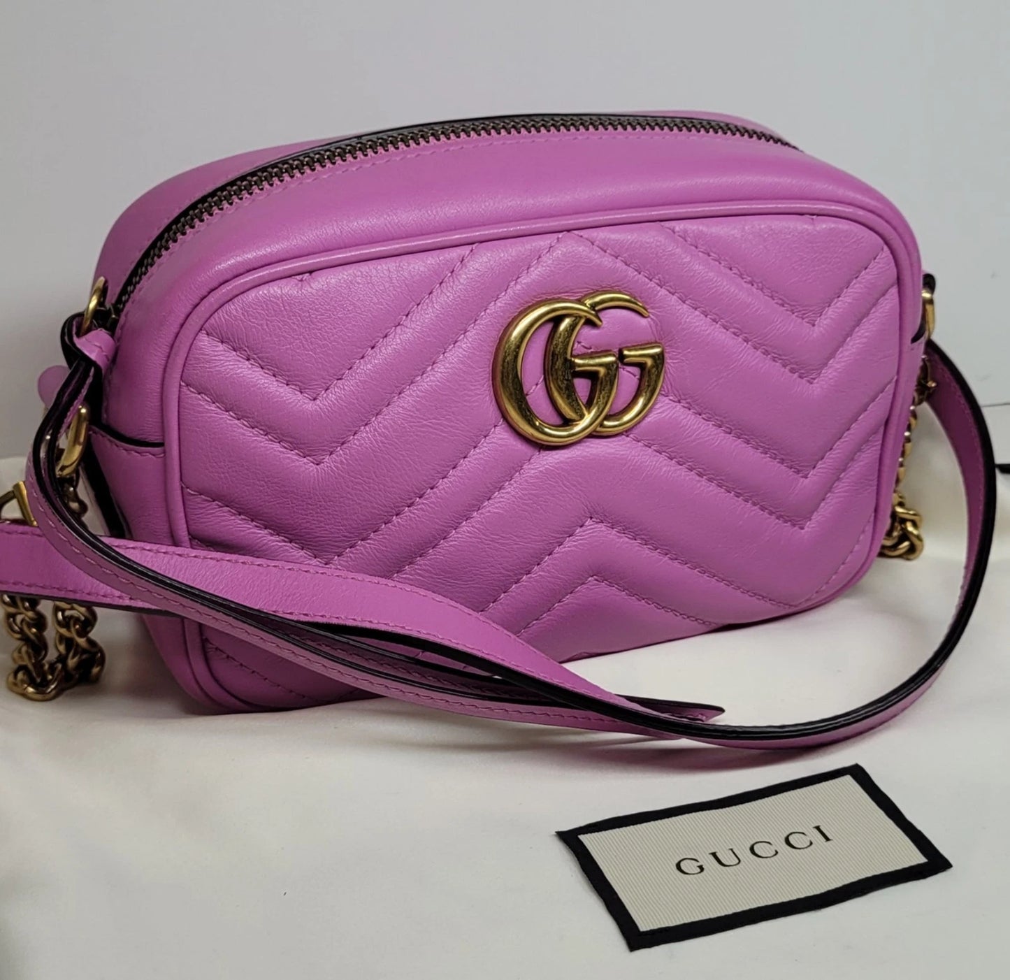 Gucci GG Marmont Pink Matelasse Camera Bag