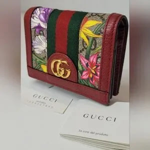 Gucci Ophidia GG Supreme Floral Coated Canvas Wallet