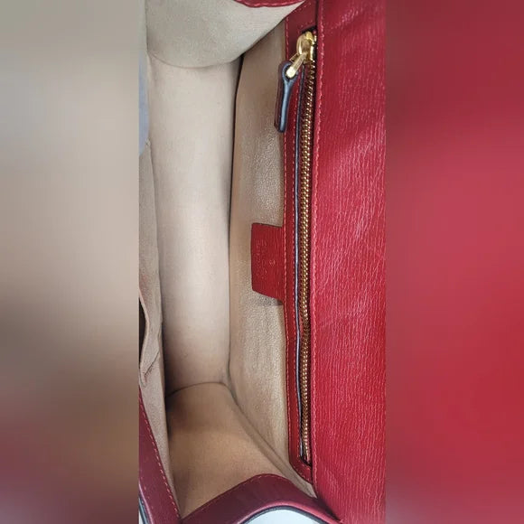 🔥Gucci Large Red Calfskin Sylvie Crossbody Bag/shoulder bag
