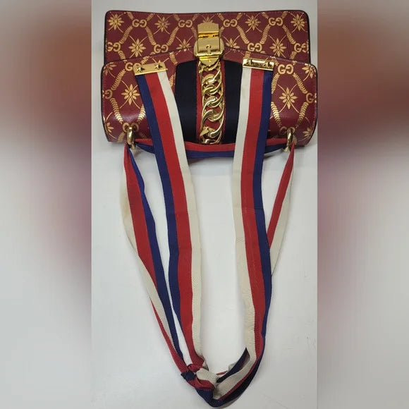 🔥Gucci Large Red Calfskin Sylvie Crossbody Bag/shoulder bag