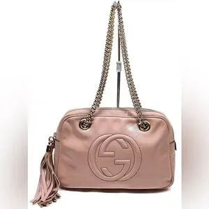 Gucci medium Pink Soho Patent Leather Chain Shoulder Bag