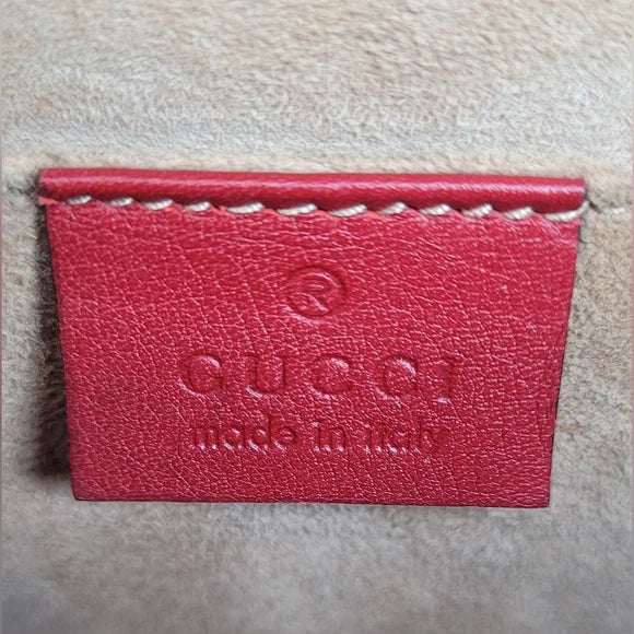 Gucci GG Pearly Padlock Studded Red Leather Shoulder Bag