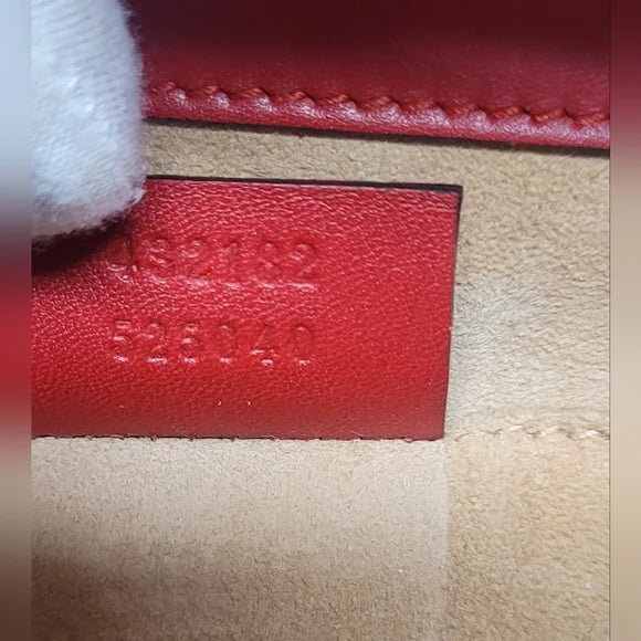 Gucci GG Pearly Padlock Studded Red Leather Shoulder Bag