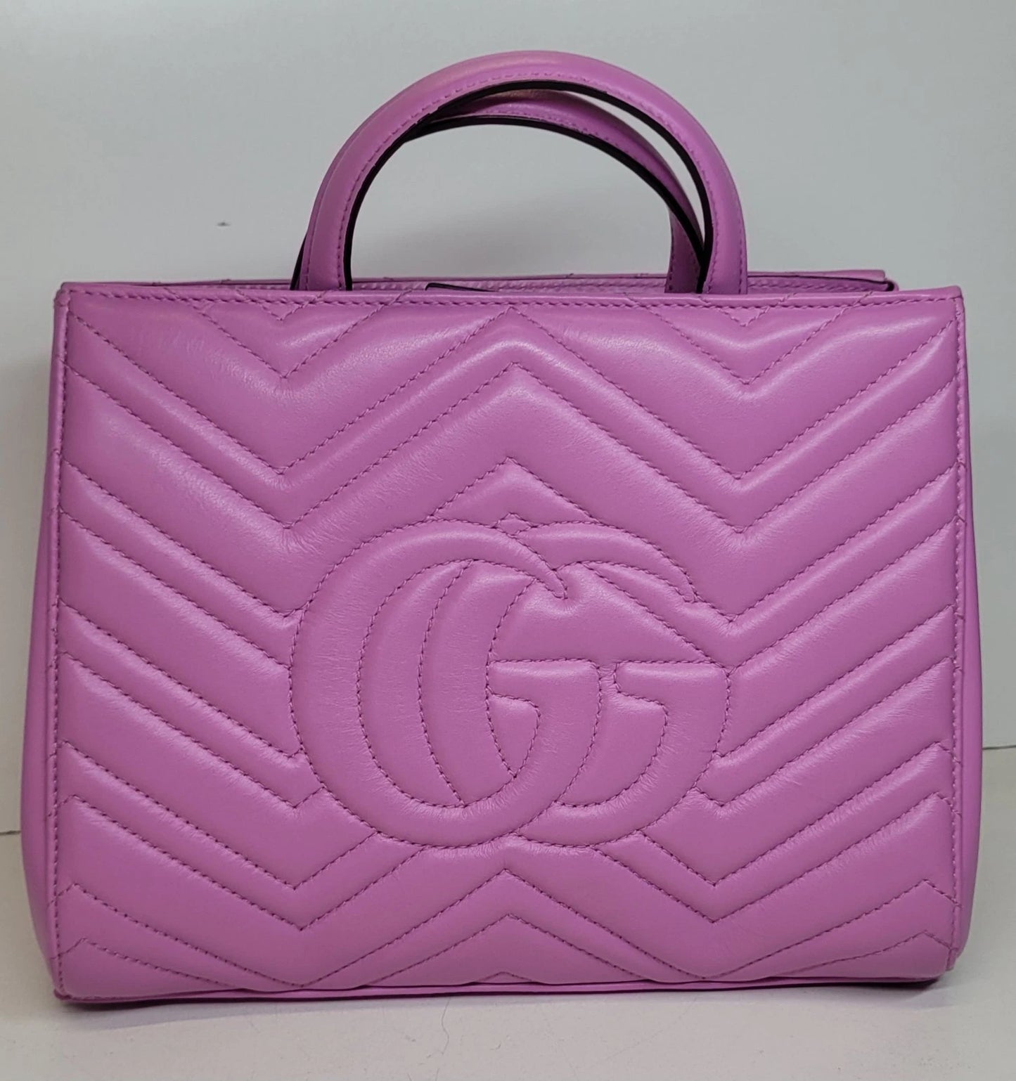 Gucci GG Marmont Matelasse Pink Chevron Leather 2 Way Bag