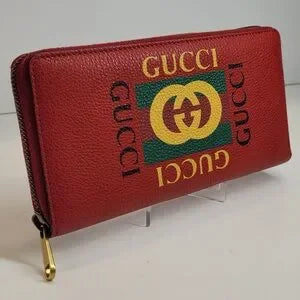 Gucci Red Leather Long Continental Interlocking GG Zip Around Wallet