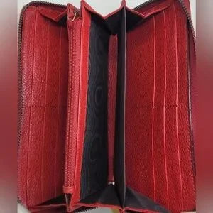 Gucci Red Leather Long Continental Interlocking GG Zip Around Wallet