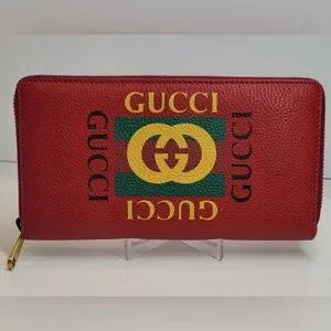 Gucci Red Leather Long Continental Interlocking GG Zip Around Wallet