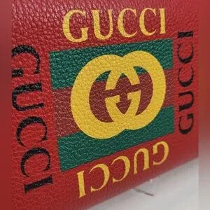 Gucci Red Leather Long Continental Interlocking GG Zip Around Wallet