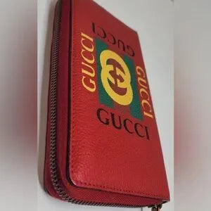 Gucci Red Leather Long Continental Interlocking GG Zip Around Wallet