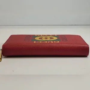 Gucci Red Leather Long Continental Interlocking GG Zip Around Wallet