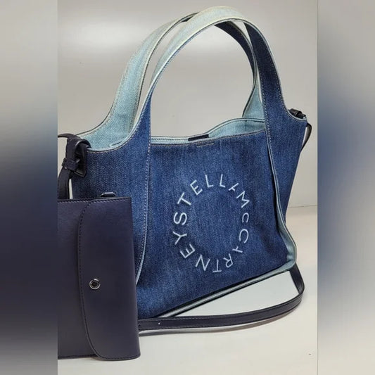 Stella McCartney 2 Way Blue Eco Denim Tote Bag with 2 Piece