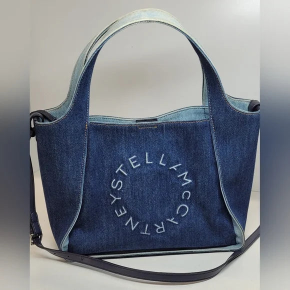 Stella McCartney 2 Way Blue Eco Denim Tote Bag with 2 Piece