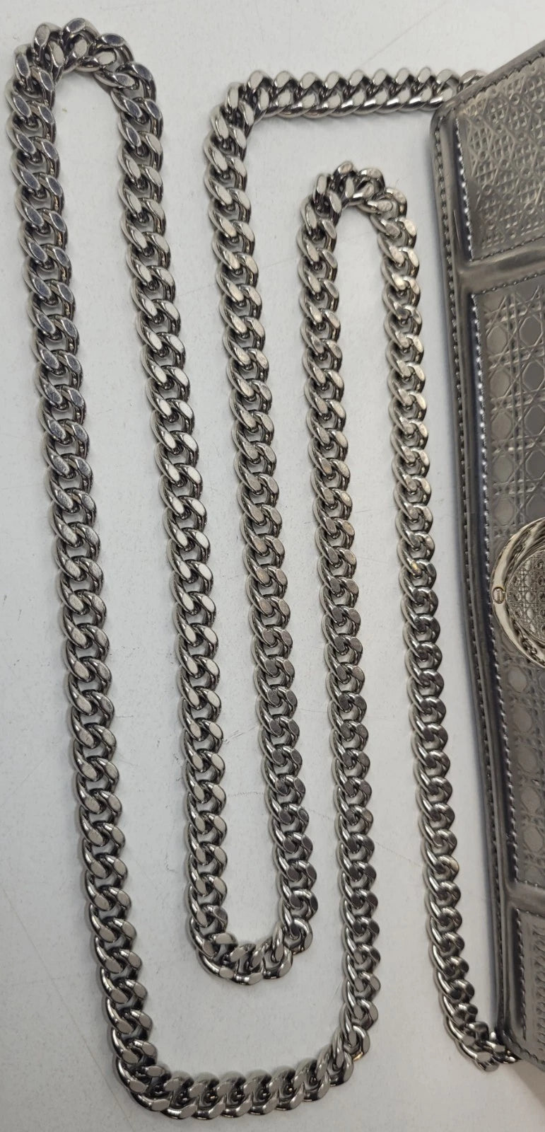 Christian Dior Diorissimo Silver Patent Leather Small Handbag