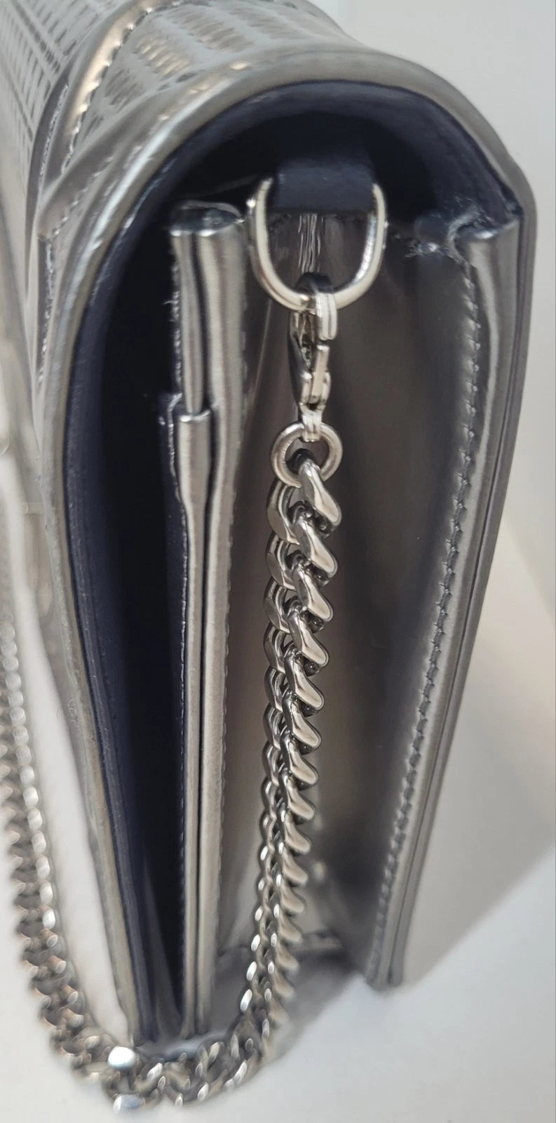 Christian Dior Diorissimo Silver Patent Leather Small Handbag