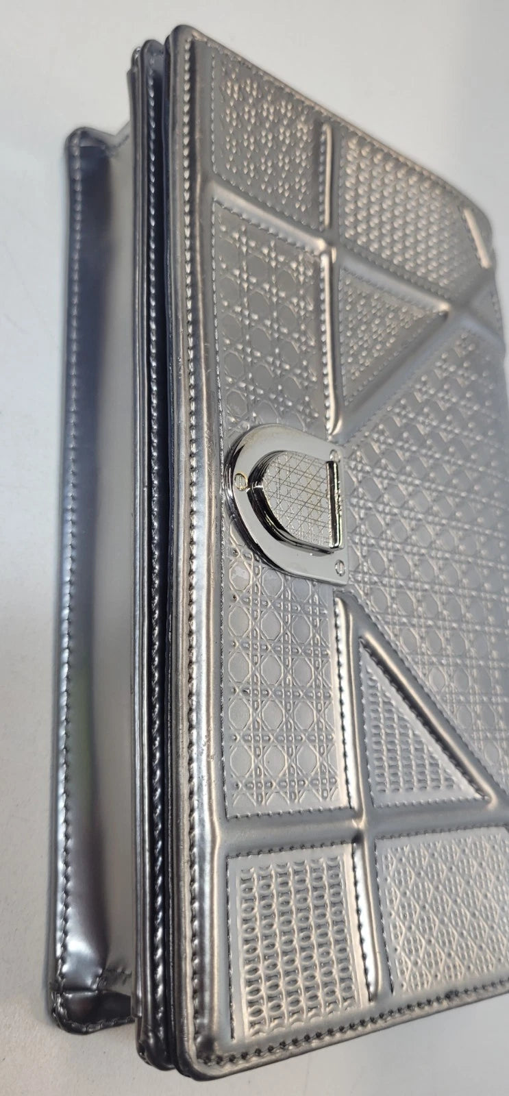 Christian Dior Diorissimo Silver Patent Leather Small Handbag