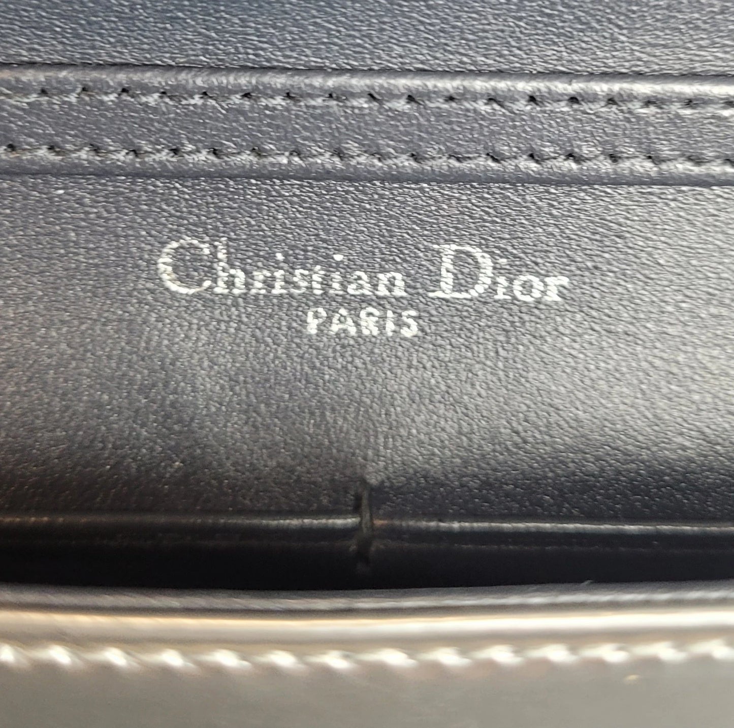 Christian Dior Diorissimo Silver Patent Leather Small Handbag