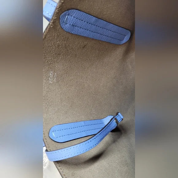 Fendi F is Fendi Blue Leather Shopping Tote Bag with 2 Piece