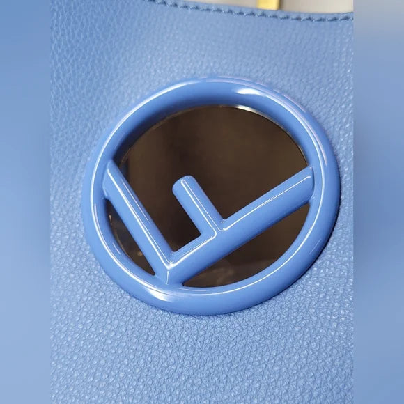Fendi F is Fendi Blue Leather Shopping Tote Bag with 2 Piece