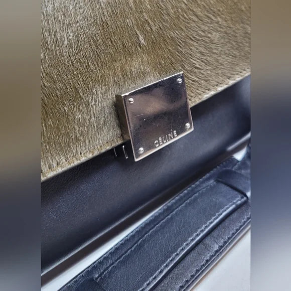 Celine Trapeze Tri Color Leather & Suede Handbag
