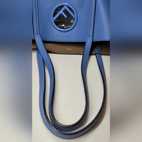 Fendi F is Fendi Blue Leather Shopping Tote Bag with 2 Piece