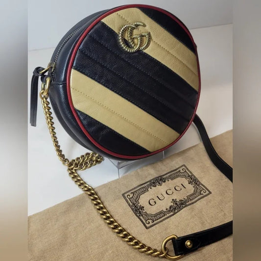 Gucci GG Marmont Round Leather Shoulder Bag & dust bag