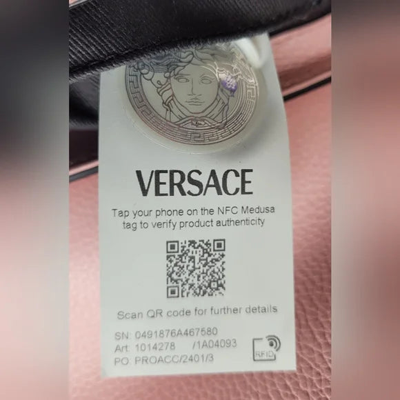 Versace Virtus Pink Calf Leather Handbag NWOT