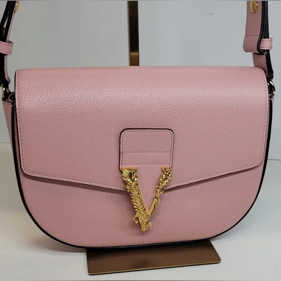 Versace Virtus Pink Calf Leather Handbag NWOT