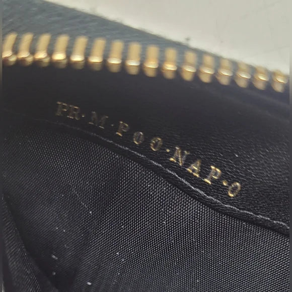 Valentino Garvavani Black Lambskin Leather Studded Long Zippy Wallet