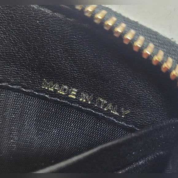 Valentino Garvavani Black Lambskin Leather Studded Long Zippy Wallet