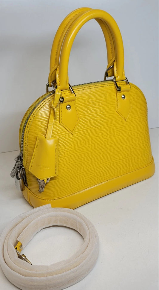 Louis Vuitton Yellow Epi Leather Alma BB w/ Strap & Lock And Key