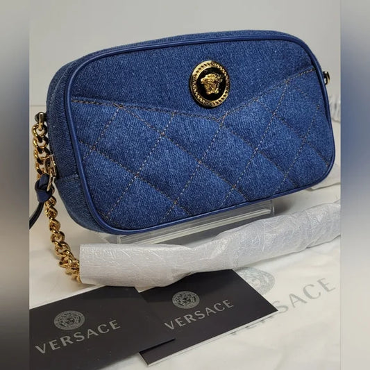 Versace La Medusa Blue Denim Crossbody Camera Bag🔥🩷