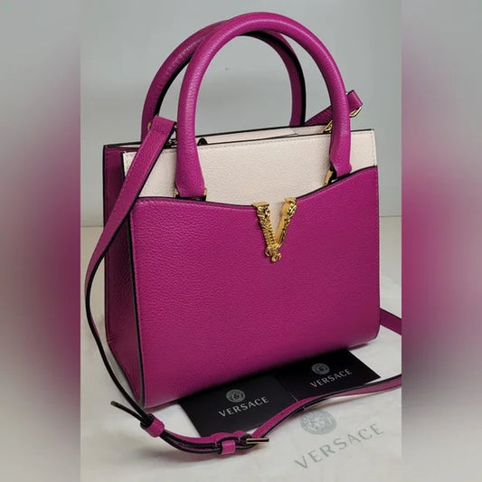 Versace Virtus Pink Calfskin Leather 2 way bag🔥💗