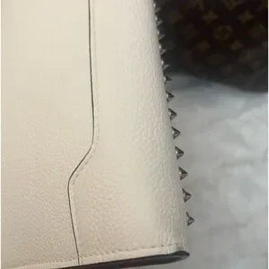 Christian Louboutin White Silver Studded crossbody Bag Pochette Clutch Bag