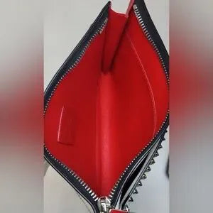 Christian Louboutin White Silver Studded crossbody Bag Pochette Clutch Bag