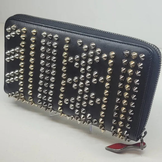 Christian Louboutin Panettone Black Leather Studded Wallet