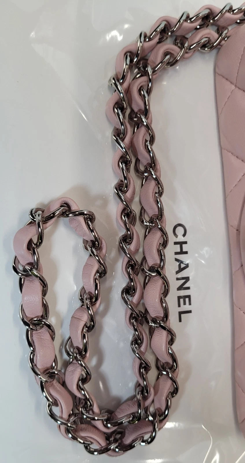 Chanel Quilted Pink Lambskin Classic Mini Square Crossbody Bag w/box