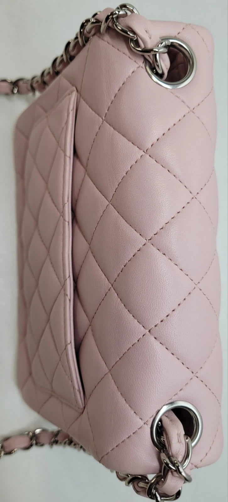 Chanel Quilted Pink Lambskin Classic Mini Square Crossbody Bag w/box